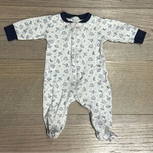 Kissy Kissy Navy and White Patterned Footie
